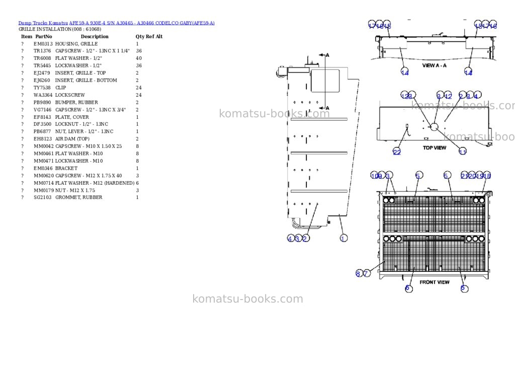 Komatsu afe59-a 930e-4 s/n a30465 - a30466 codelco gaby Parts catalog cover Page 4 Komatsu afe59-a 930e-4 s/n a30465 - a30466 codelco gaby Parts catalog cover Page 4