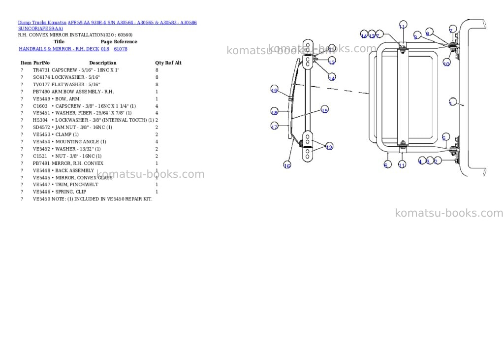 Komatsu afe59-aa 930e-4 s/n a30564 - a30565 & a30583 - a30586 suncor Parts catalog cover Page 10 Komatsu afe59-aa 930e-4 s/n a30564 - a30565 & a30583 - a30586 suncor Parts catalog cover Page 10