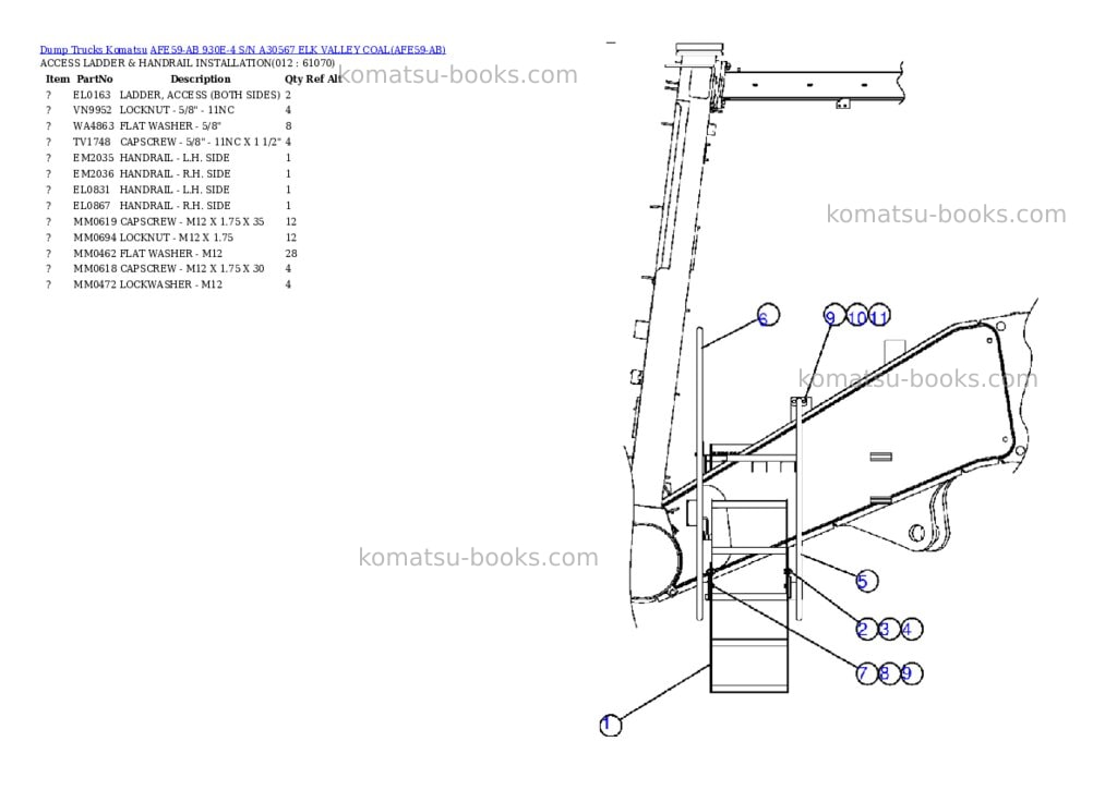 Komatsu afe59-ab 930e-4 s/n a30567 elk valley coal Parts catalog cover Page 6 Komatsu afe59-ab 930e-4 s/n a30567 elk valley coal Parts catalog cover Page 6