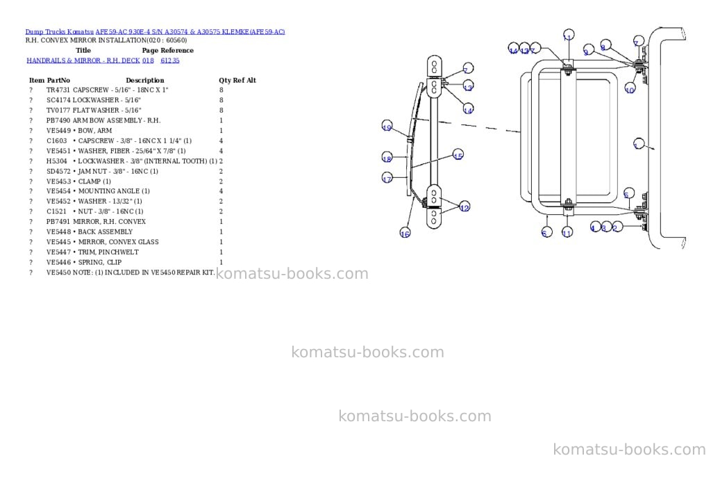 Komatsu afe59-ac 930e-4 s/n a30574 & a30575 klemke Parts catalog cover Page 10