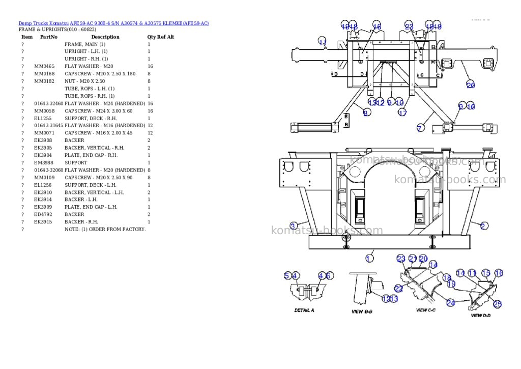 Komatsu afe59-ac 930e-4 s/n a30574 & a30575 klemke Parts catalog cover Page 5