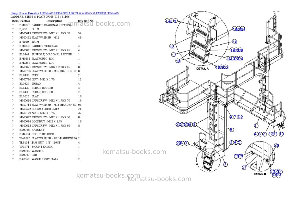 Komatsu afe59-ac 930e-4 s/n a30574 & a30575 klemke Parts catalog cover Page 7