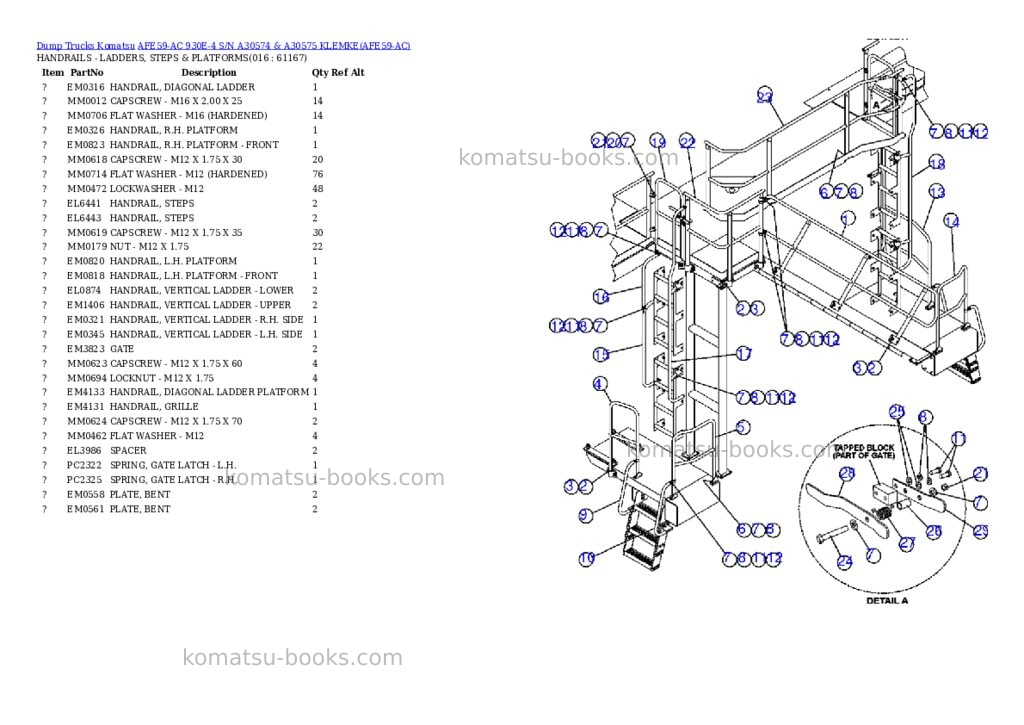 Komatsu afe59-ac 930e-4 s/n a30574 & a30575 klemke Parts catalog cover Page 8