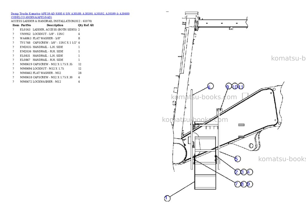 Komatsu afe59-ad 930e-4 s/n a30589, a30590, a30592, a30599 & a30600 codelco andina Parts catalog cover Page 6 Komatsu afe59-ad 930e-4 s/n a30589, a30590, a30592, a30599 & a30600 codelco andina Parts catalog cover Page 6