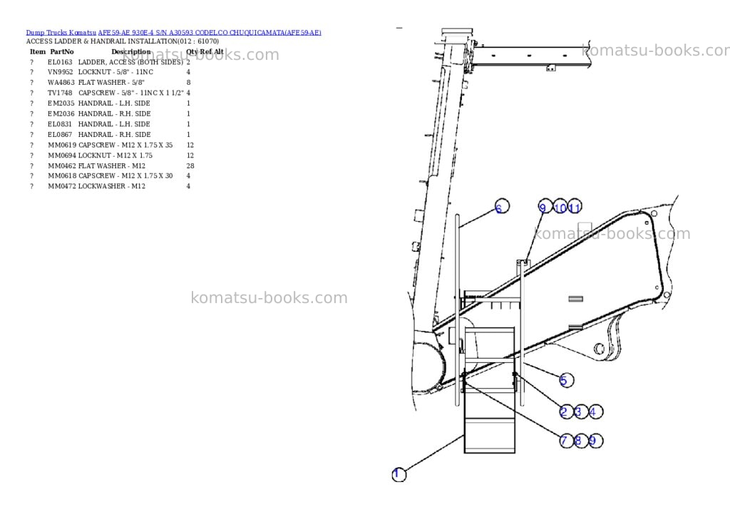 Komatsu afe59-ae 930e-4 s/n a30593 codelco chuquicamata Parts catalog cover Page 6