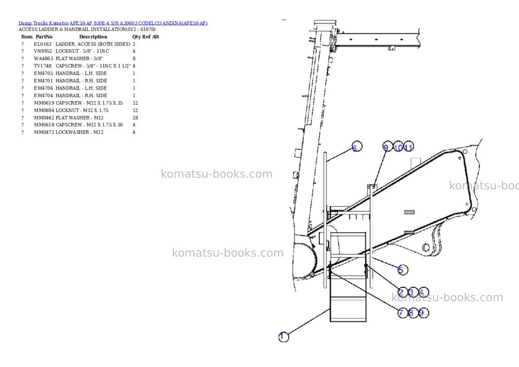 Komatsu afe59-af 930e-4 s/n a30603 codelco andina Parts catalog cover Page 6