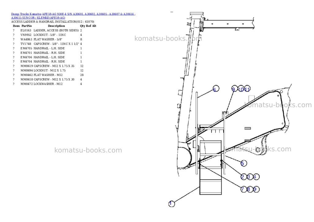 Komatsu afe59-ag 930e-4 s/n a30601, a30602, a30605 - a30607 & a30614 - a30615 suncor / klemke Parts catalog cover Page 6 Komatsu afe59-ag 930e-4 s/n a30601, a30602, a30605 - a30607 & a30614 - a30615 suncor / klemke Parts catalog cover Page 6