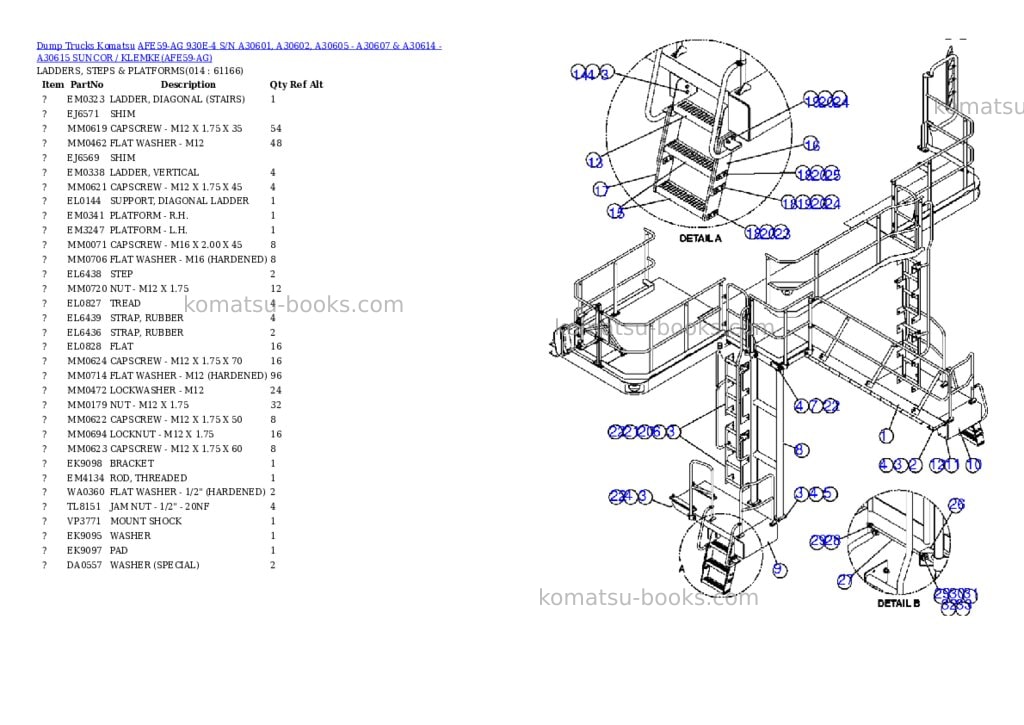 Komatsu afe59-ag 930e-4 s/n a30601, a30602, a30605 - a30607 & a30614 - a30615 suncor / klemke Parts catalog cover Page 7 Komatsu afe59-ag 930e-4 s/n a30601, a30602, a30605 - a30607 & a30614 - a30615 suncor / klemke Parts catalog cover Page 7