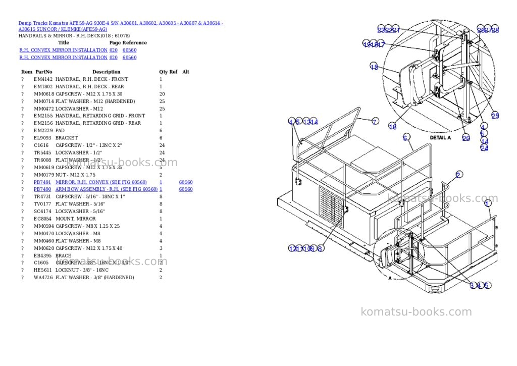 Komatsu afe59-ag 930e-4 s/n a30601, a30602, a30605 - a30607 & a30614 - a30615 suncor / klemke Parts catalog cover Page 9 Komatsu afe59-ag 930e-4 s/n a30601, a30602, a30605 - a30607 & a30614 - a30615 suncor / klemke Parts catalog cover Page 9