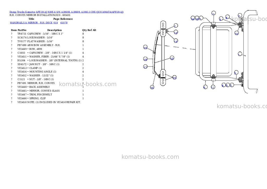 Komatsu afe59-aj 930e-4 s/n a30608, a30609, a30613 chuquicamata Parts catalog cover Page 10 Komatsu afe59-aj 930e-4 s/n a30608, a30609, a30613 chuquicamata Parts catalog cover Page 10