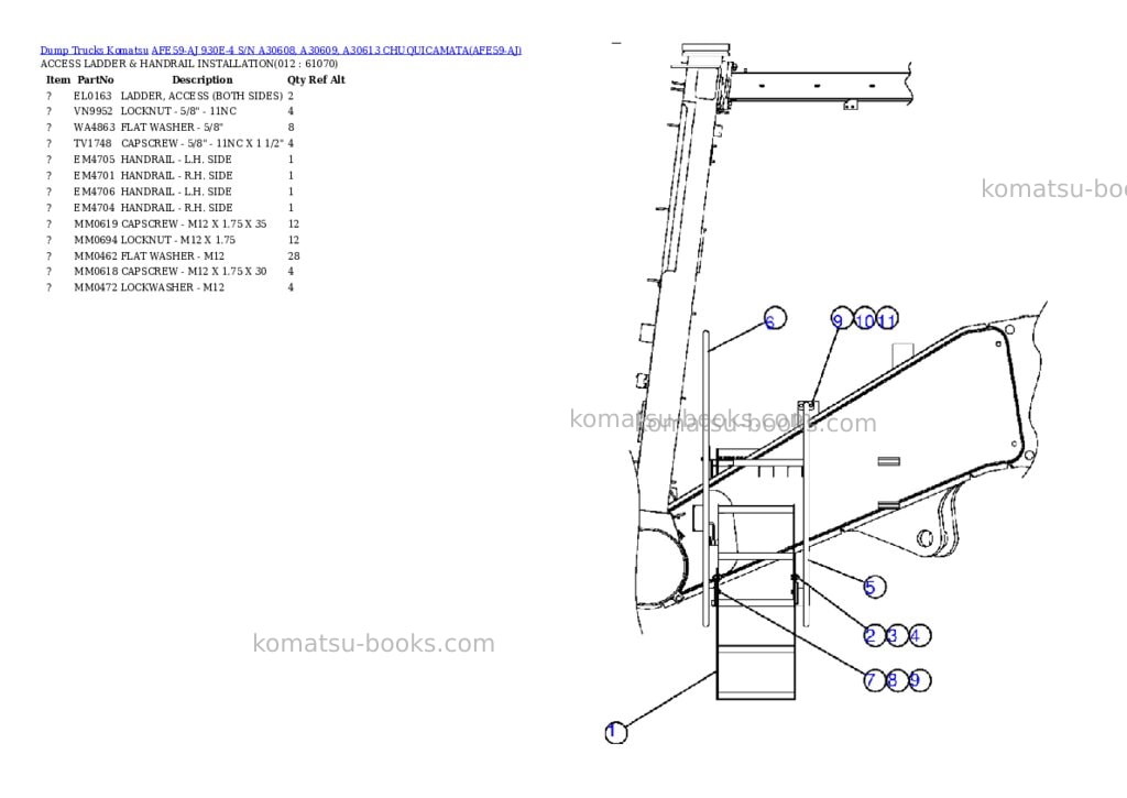 Komatsu afe59-aj 930e-4 s/n a30608, a30609, a30613 chuquicamata Parts catalog cover Page 6 Komatsu afe59-aj 930e-4 s/n a30608, a30609, a30613 chuquicamata Parts catalog cover Page 6