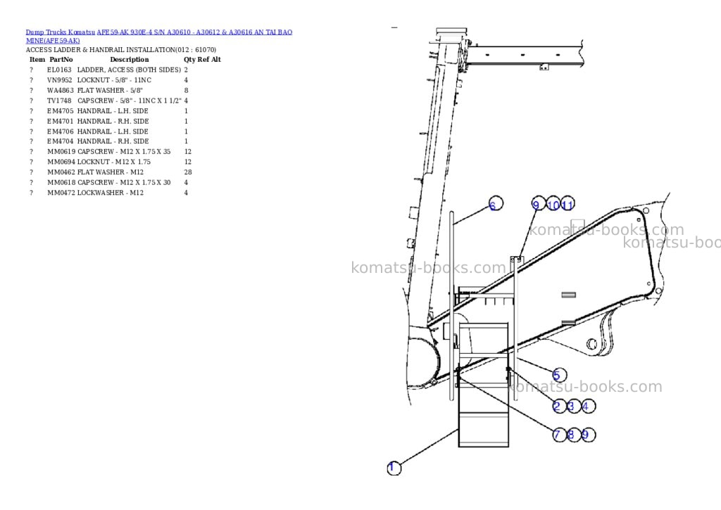 Komatsu afe59-ak 930e-4 s/n a30610 - a30612 & a30616 an tai bao mine Parts catalog cover Page 6 Komatsu afe59-ak 930e-4 s/n a30610 - a30612 & a30616 an tai bao mine Parts catalog cover Page 6