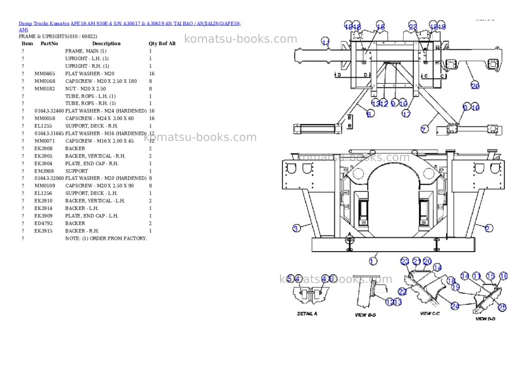 Komatsu afe59-am 930e-4 s/n a30617 & a30619 an tai bao / anjialing Parts catalog cover Page 5 Komatsu afe59-am 930e-4 s/n a30617 & a30619 an tai bao / anjialing Parts catalog cover Page 5