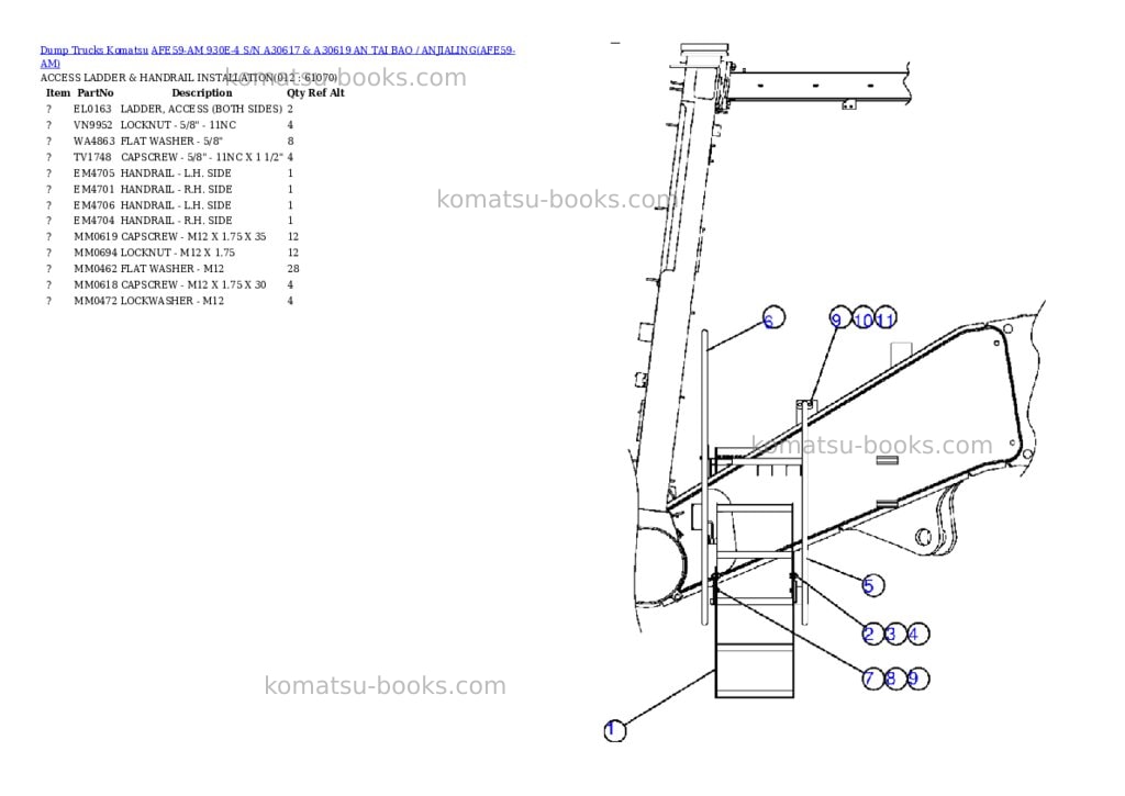 Komatsu afe59-am 930e-4 s/n a30617 & a30619 an tai bao / anjialing Parts catalog cover Page 6 Komatsu afe59-am 930e-4 s/n a30617 & a30619 an tai bao / anjialing Parts catalog cover Page 6