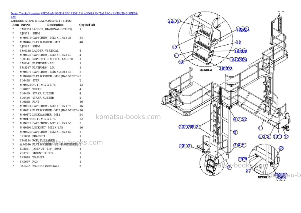 Komatsu afe59-am 930e-4 s/n a30617 & a30619 an tai bao / anjialing Parts catalog cover Page 7 Komatsu afe59-am 930e-4 s/n a30617 & a30619 an tai bao / anjialing Parts catalog cover Page 7