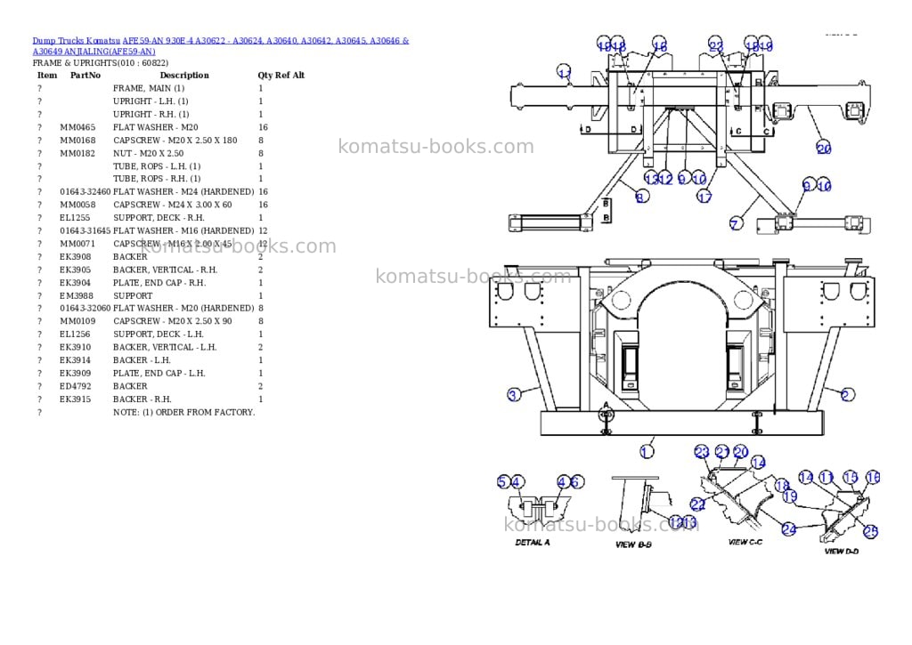 Komatsu afe59-an 930e-4 a30622 - a30624, a30640, a30642, a30645, a30646 & a30649 anjialing Parts catalog cover Page 5 Komatsu afe59-an 930e-4 a30622 - a30624, a30640, a30642, a30645, a30646 & a30649 anjialing Parts catalog cover Page 5
