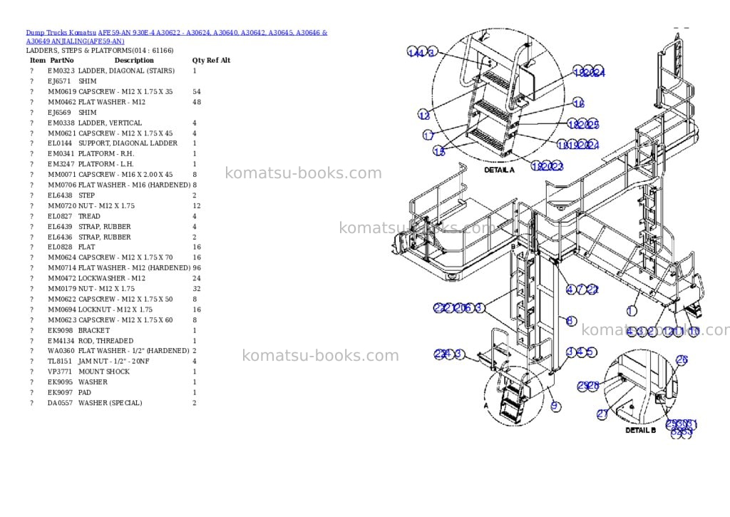Komatsu afe59-an 930e-4 a30622 - a30624, a30640, a30642, a30645, a30646 & a30649 anjialing Parts catalog cover Page 7 Komatsu afe59-an 930e-4 a30622 - a30624, a30640, a30642, a30645, a30646 & a30649 anjialing Parts catalog cover Page 7
