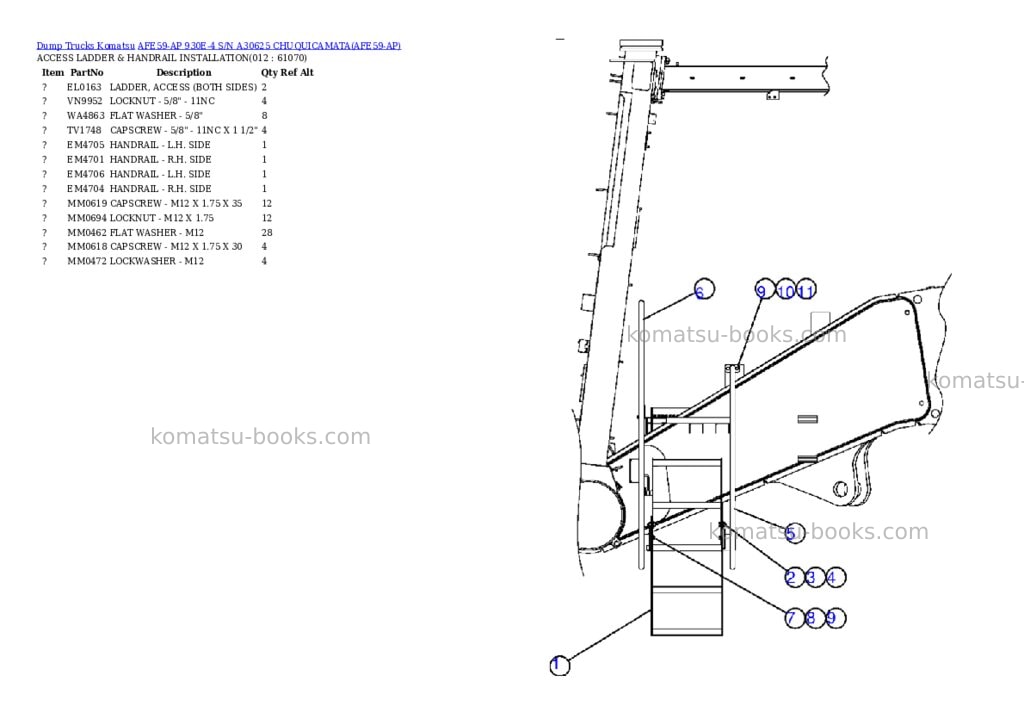 Komatsu afe59-ap 930e-4 s/n a30625 chuquicamata Parts catalog cover Page 6 Komatsu afe59-ap 930e-4 s/n a30625 chuquicamata Parts catalog cover Page 6
