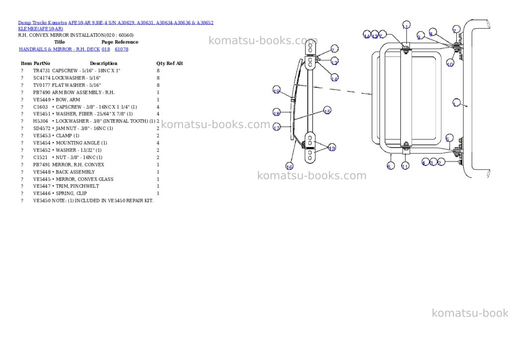 Komatsu afe59-ar 930e-4 s/n a30629, a30631, a30634-a30636 & a30652 klemke Parts catalog cover Page 10 Komatsu afe59-ar 930e-4 s/n a30629, a30631, a30634-a30636 & a30652 klemke Parts catalog cover Page 10