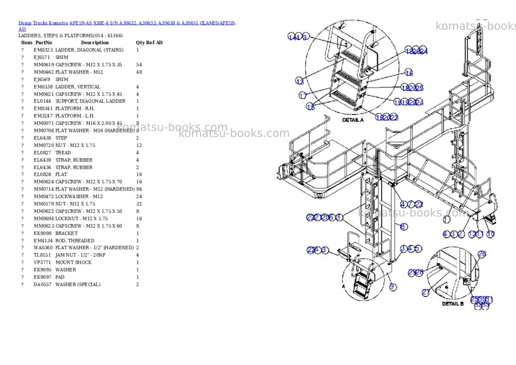 Komatsu afe59-as 930e-4 s/n a30632, a30633, a30638 & a30651 glamis Parts catalog cover Page 3 Komatsu afe59-as 930e-4 s/n a30632, a30633, a30638 & a30651 glamis Parts catalog cover Page 3