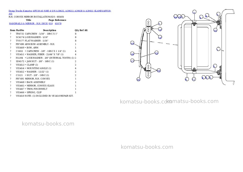 Komatsu afe59-as 930e-4 s/n a30632, a30633, a30638 & a30651 glamis Parts catalog cover Page 6 Komatsu afe59-as 930e-4 s/n a30632, a30633, a30638 & a30651 glamis Parts catalog cover Page 6