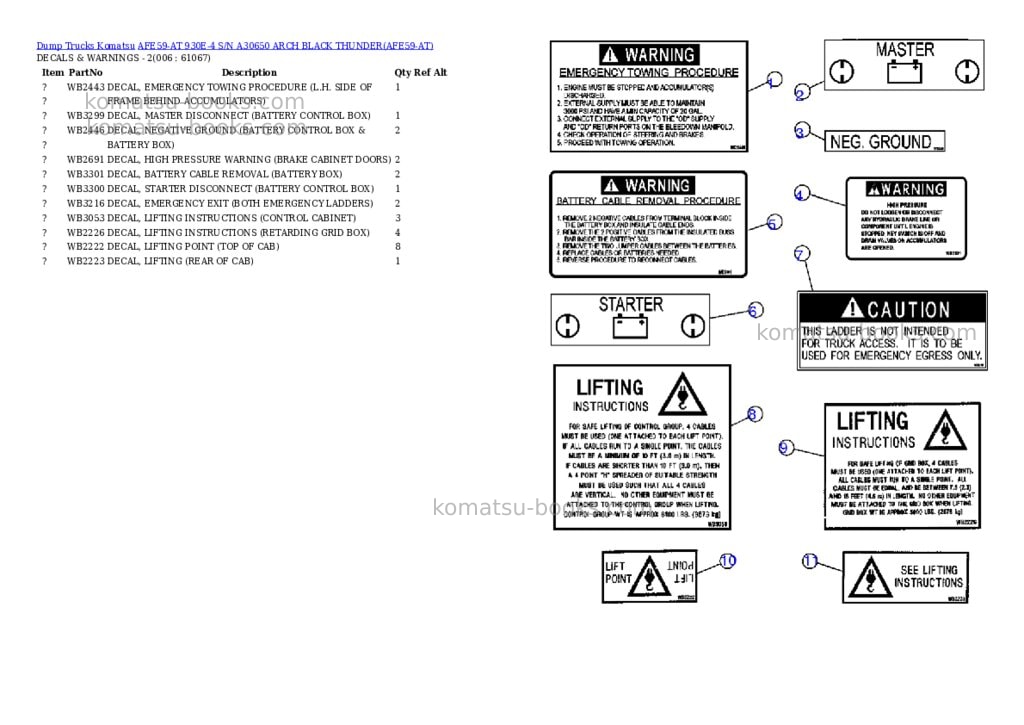 Komatsu afe59-at 930e-4 s/n a30650 arch black thunder Parts catalog cover Page 3