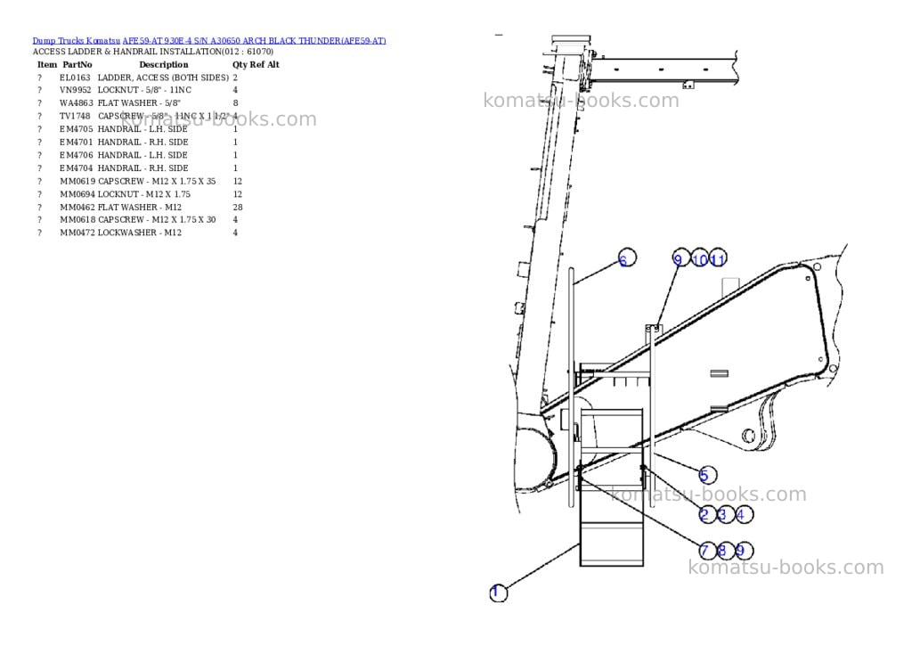 Komatsu afe59-at 930e-4 s/n a30650 arch black thunder Parts catalog cover Page 6