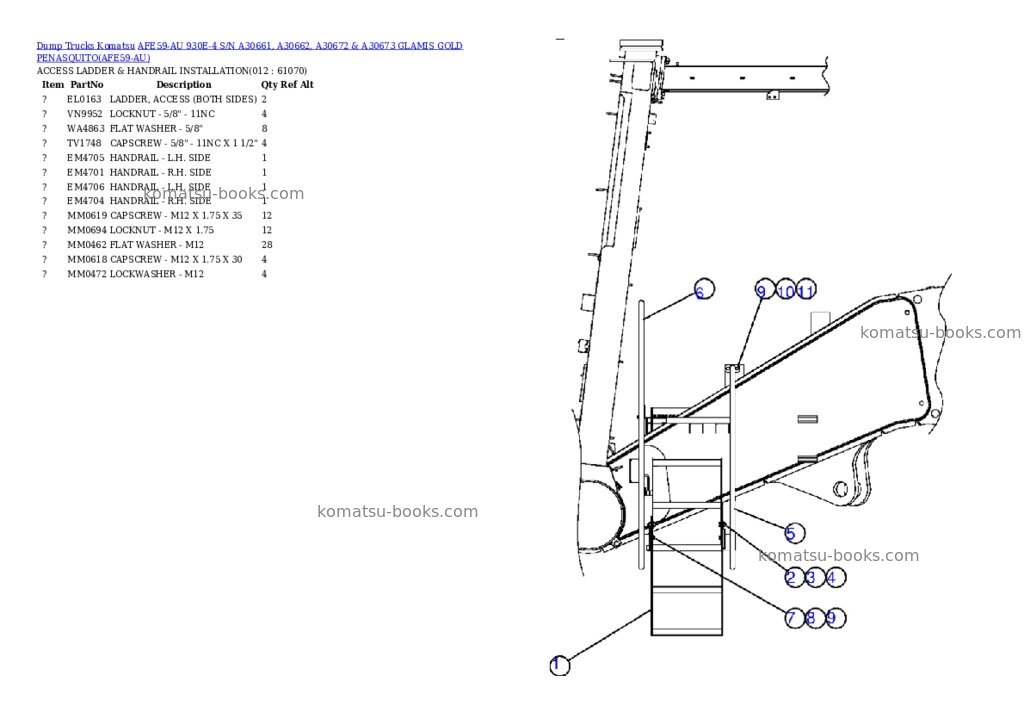 Komatsu afe59-au 930e-4 Parts catalog cover Page 14
