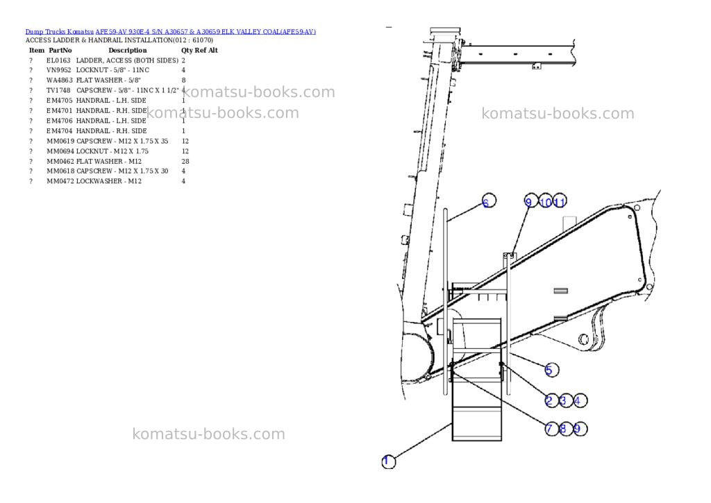 Komatsu afe59-av 930e-4 s/n a30657 & a30659 elk valley coal Parts catalog cover Page 6 Komatsu afe59-av 930e-4 s/n a30657 & a30659 elk valley coal Parts catalog cover Page 6
