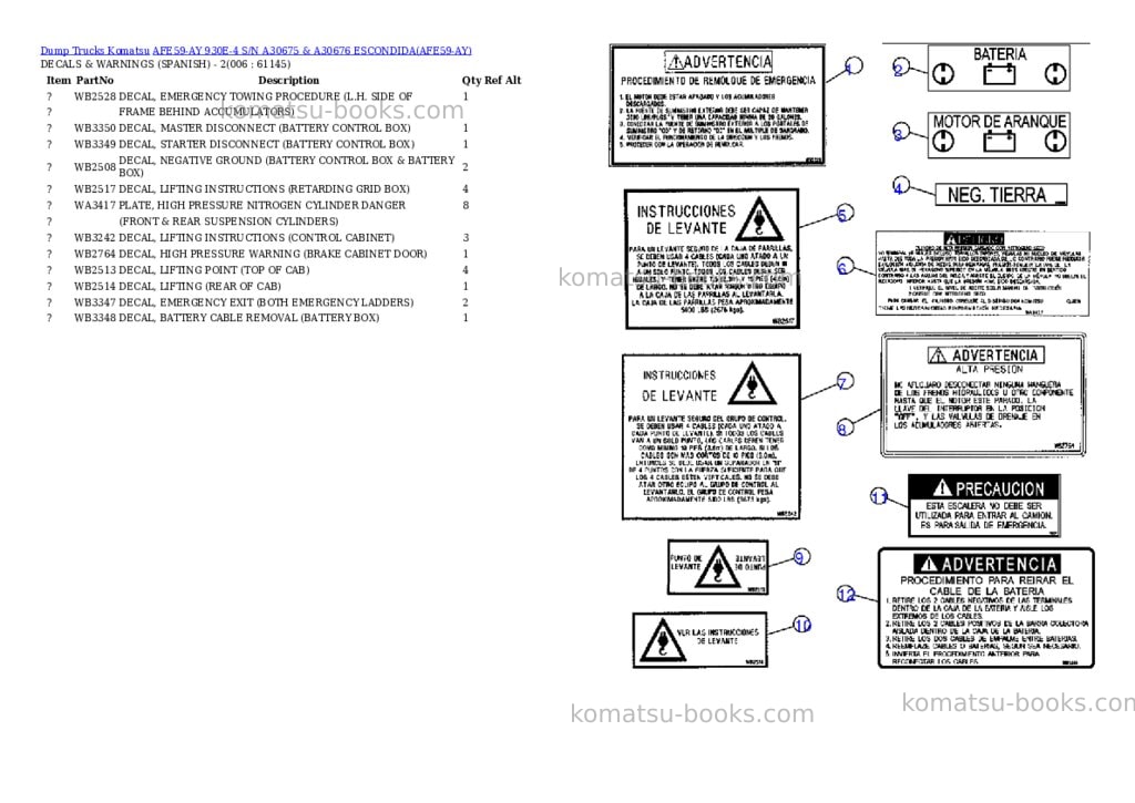 Komatsu afe59-ay 930e-4 s/n a30675 & a30676 escondida Parts catalog cover Page 3 Komatsu afe59-ay 930e-4 s/n a30675 & a30676 escondida Parts catalog cover Page 3