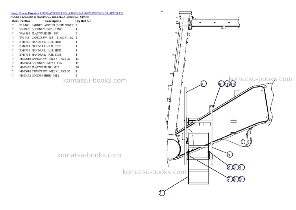 Komatsu afe59-ay 930e-4 s/n a30675 & a30676 escondida Parts catalog cover Page 6 Komatsu afe59-ay 930e-4 s/n a30675 & a30676 escondida Parts catalog cover Page 6