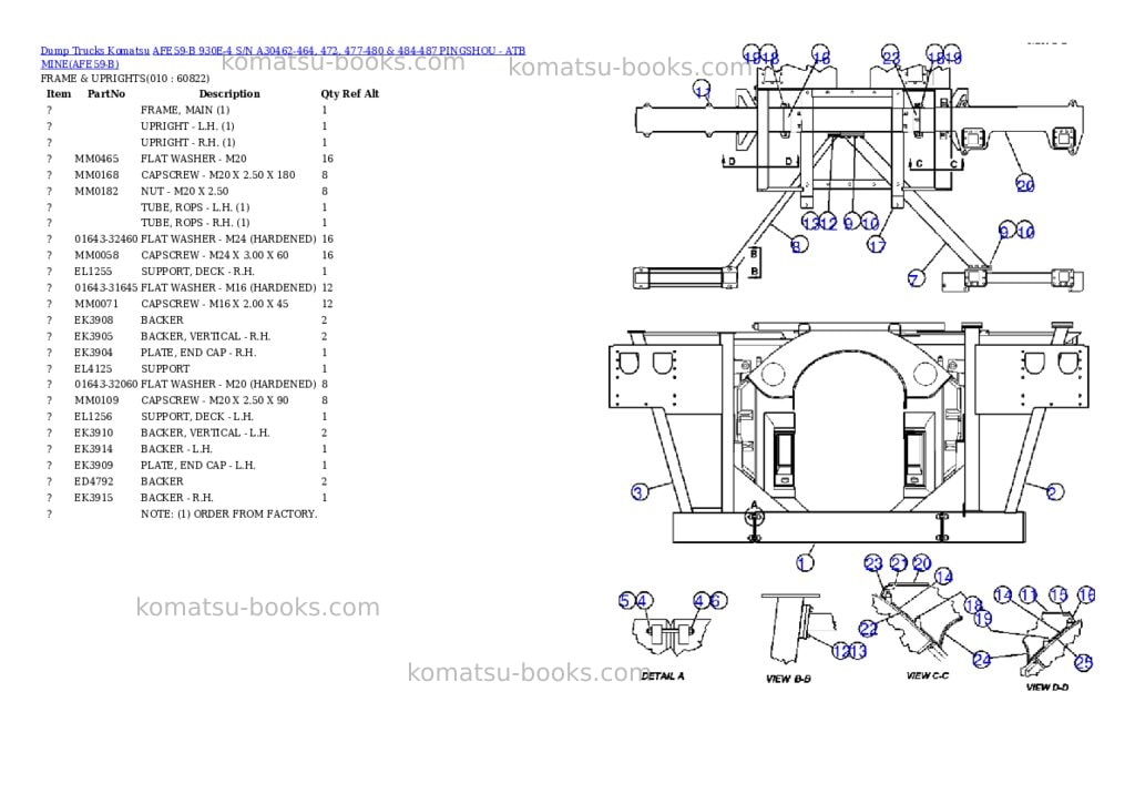 Komatsu afe59-b 930e-4 s/n a30462-464, 472, 477-480 & 484-487 pingshou - atb mine Parts catalog cover Page 5 Komatsu afe59-b 930e-4 s/n a30462-464, 472, 477-480 & 484-487 pingshou - atb mine Parts catalog cover Page 5