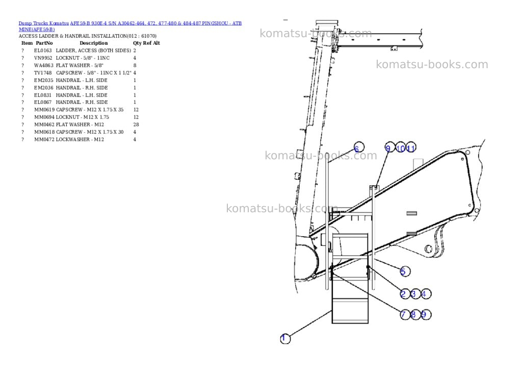 Komatsu afe59-b 930e-4 s/n a30462-464, 472, 477-480 & 484-487 pingshou - atb mine Parts catalog cover Page 6 Komatsu afe59-b 930e-4 s/n a30462-464, 472, 477-480 & 484-487 pingshou - atb mine Parts catalog cover Page 6