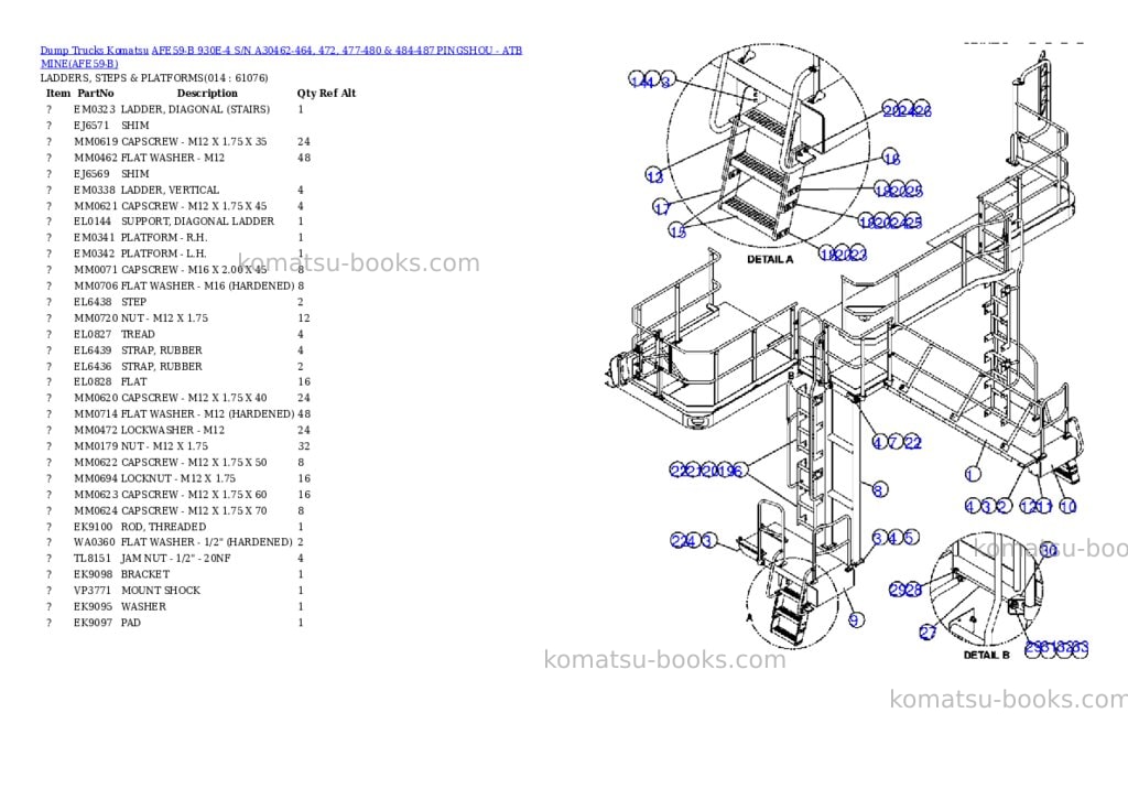 Komatsu afe59-b 930e-4 s/n a30462-464, 472, 477-480 & 484-487 pingshou - atb mine Parts catalog cover Page 7 Komatsu afe59-b 930e-4 s/n a30462-464, 472, 477-480 & 484-487 pingshou - atb mine Parts catalog cover Page 7