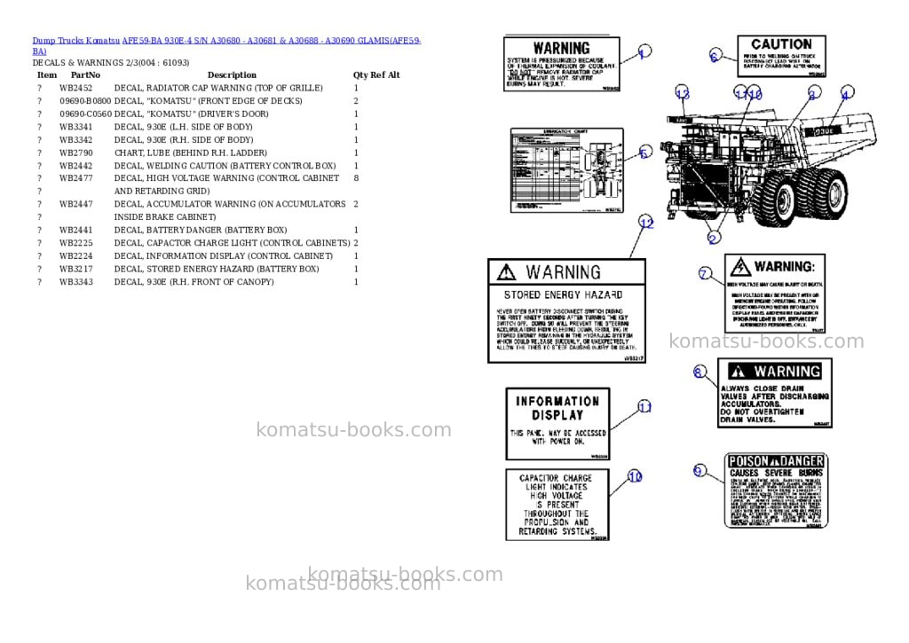 Komatsu afe59-ba 930e-4 s/n a30680 - a30681 & a30688 - a30690 glamis Parts catalog cover Page 2 Komatsu afe59-ba 930e-4 s/n a30680 - a30681 & a30688 - a30690 glamis Parts catalog cover Page 2