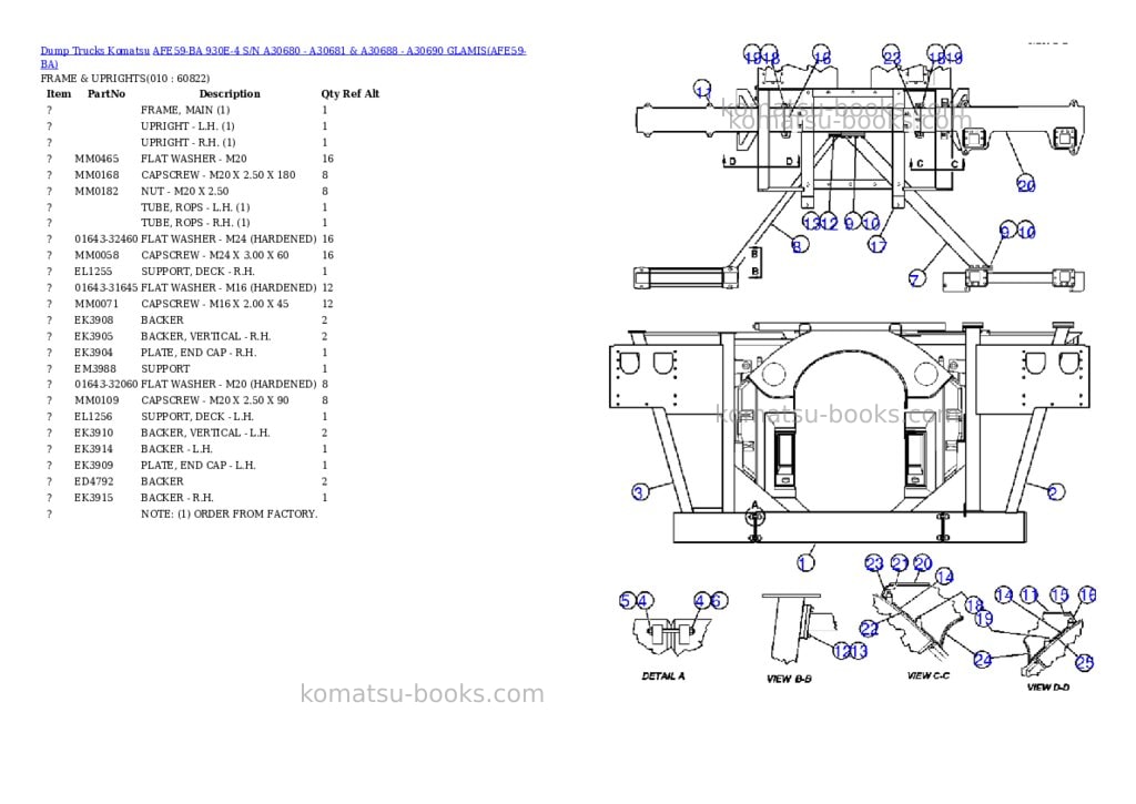 Komatsu afe59-ba 930e-4 s/n a30680 - a30681 & a30688 - a30690 glamis Parts catalog cover Page 5 Komatsu afe59-ba 930e-4 s/n a30680 - a30681 & a30688 - a30690 glamis Parts catalog cover Page 5