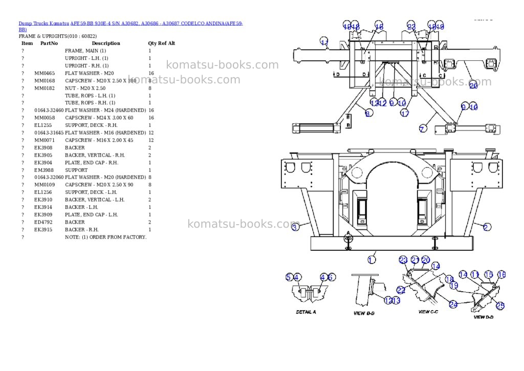 Komatsu afe59-bb 930e-4 s/n a30682, a30686 - a30687 codelco andina Parts catalog cover Page 5 Komatsu afe59-bb 930e-4 s/n a30682, a30686 - a30687 codelco andina Parts catalog cover Page 5