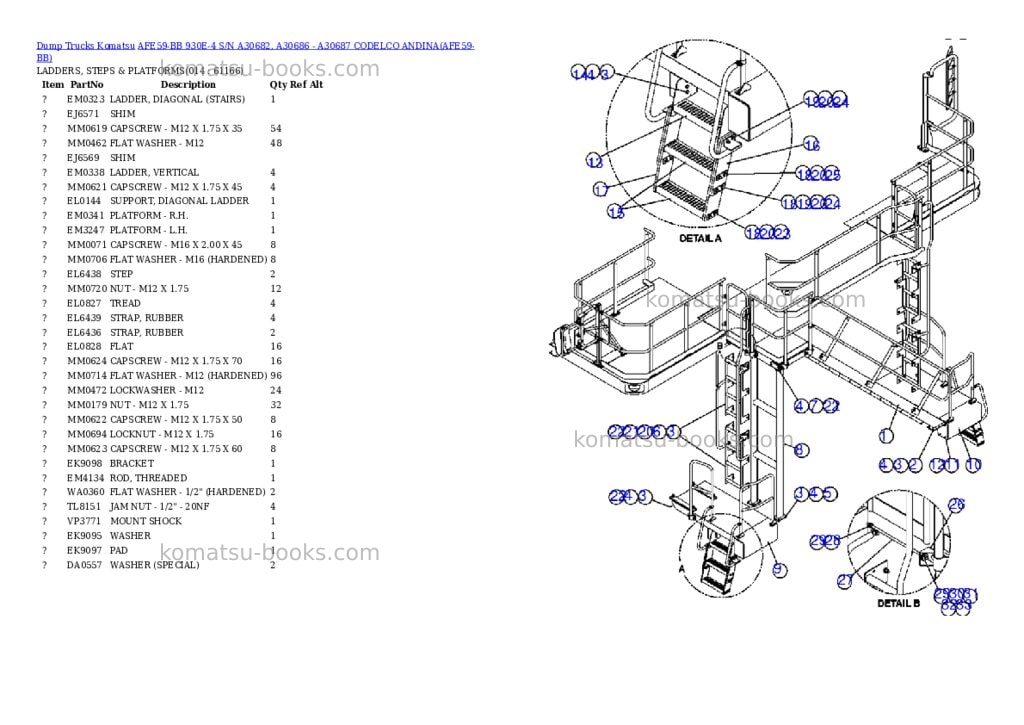 Komatsu afe59-bb 930e-4 s/n a30682, a30686 - a30687 codelco andina Parts catalog cover Page 7 Komatsu afe59-bb 930e-4 s/n a30682, a30686 - a30687 codelco andina Parts catalog cover Page 7