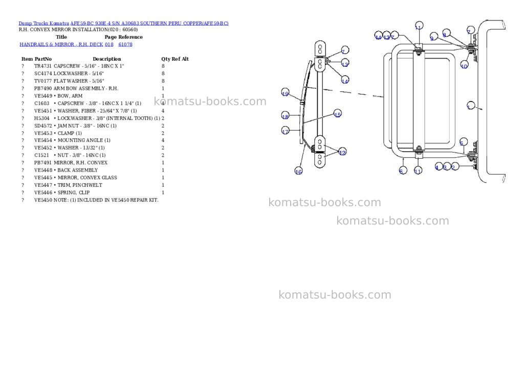 Komatsu afe59-bc 930e-4 s/n a30683 southern peru copper Parts catalog cover Page 10
