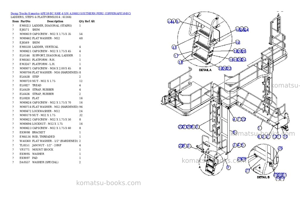 Komatsu afe59-bc 930e-4 s/n a30683 southern peru copper Parts catalog cover Page 7