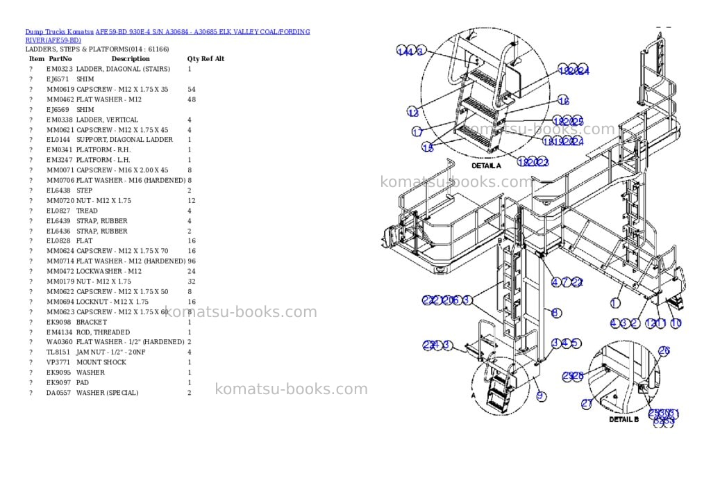 Komatsu afe59-bd 930e-4 s/n a30684 - a30685 elk valley coal/fording river Parts catalog cover Page 7 Komatsu afe59-bd 930e-4 s/n a30684 - a30685 elk valley coal/fording river Parts catalog cover Page 7