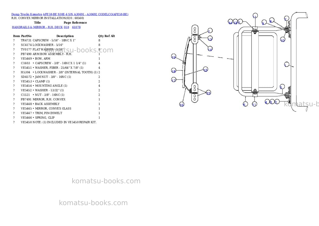 Komatsu afe59-be 930e-4 s/n a30691 - a30692 codelco Parts catalog cover Page 10
