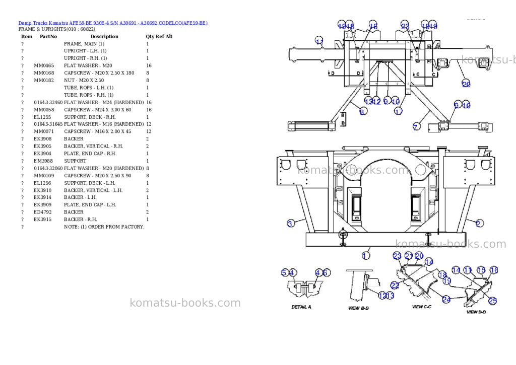 Komatsu afe59-be 930e-4 s/n a30691 - a30692 codelco Parts catalog cover Page 5