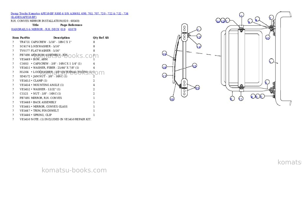 Komatsu afe59-bf 930e-4 s/n a30693, 699, 703, 707, 720 - 722 & 732 - 734 glamis Parts catalog cover Page 10 Komatsu afe59-bf 930e-4 s/n a30693, 699, 703, 707, 720 - 722 & 732 - 734 glamis Parts catalog cover Page 10