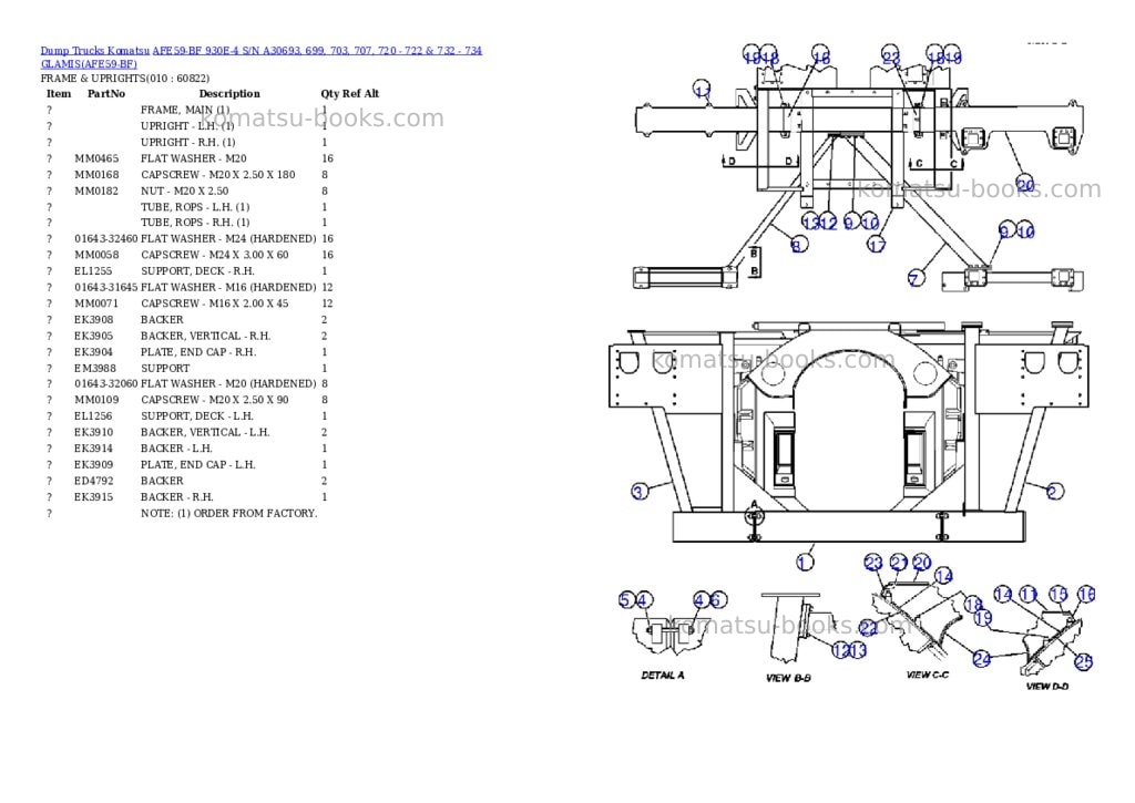 Komatsu afe59-bf 930e-4 s/n a30693, 699, 703, 707, 720 - 722 & 732 - 734 glamis Parts catalog cover Page 5 Komatsu afe59-bf 930e-4 s/n a30693, 699, 703, 707, 720 - 722 & 732 - 734 glamis Parts catalog cover Page 5
