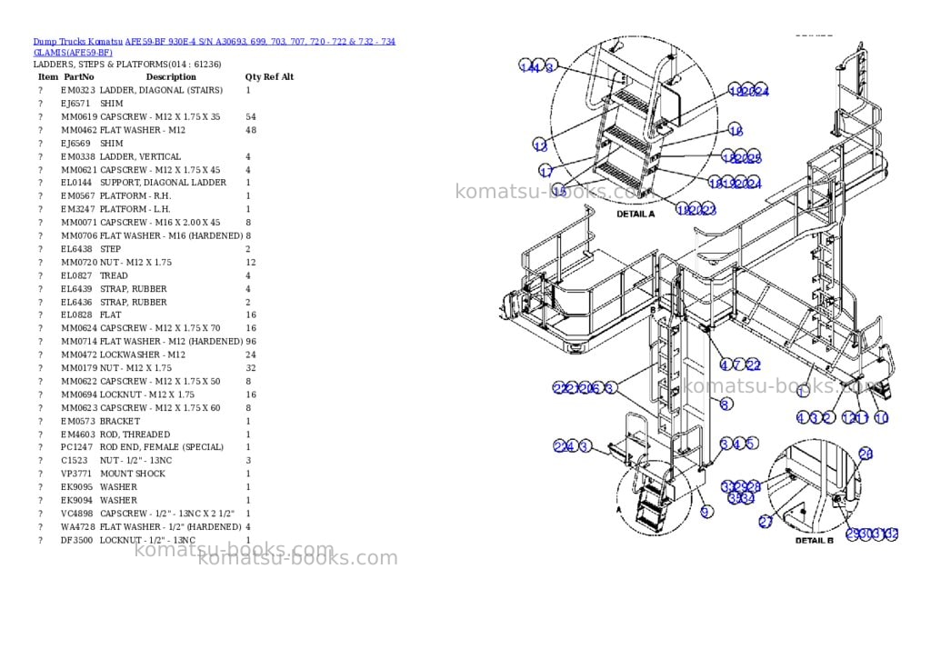 Komatsu afe59-bf 930e-4 s/n a30693, 699, 703, 707, 720 - 722 & 732 - 734 glamis Parts catalog cover Page 7 Komatsu afe59-bf 930e-4 s/n a30693, 699, 703, 707, 720 - 722 & 732 - 734 glamis Parts catalog cover Page 7