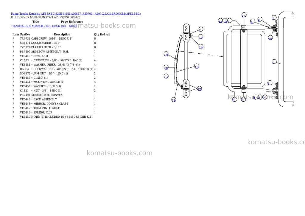 Komatsu afe59-bg 930e-4 s/n a30697, a30700 - a30702 los bronces Parts catalog cover Page 10