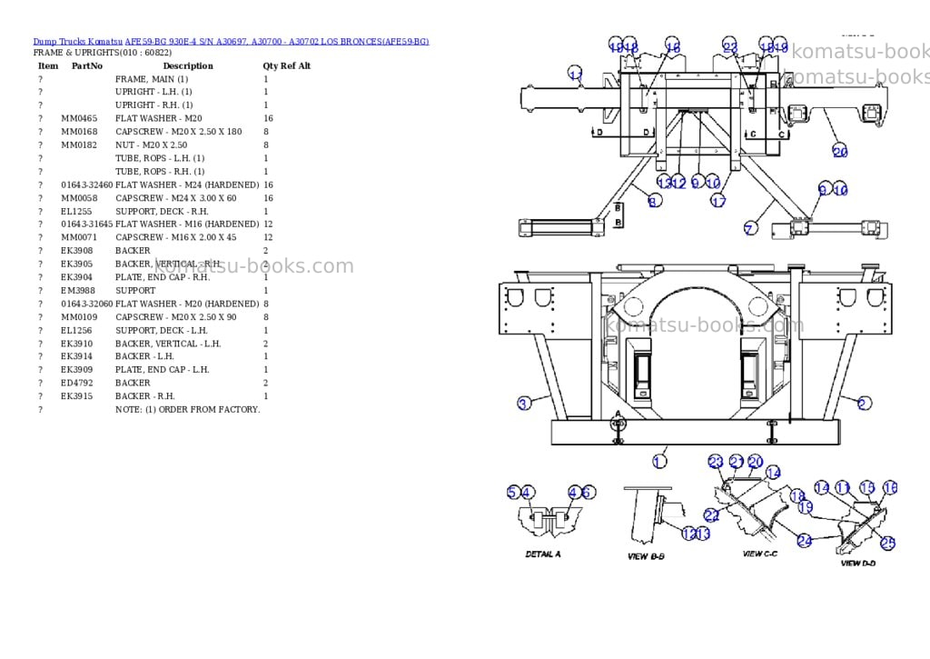 Komatsu afe59-bg 930e-4 s/n a30697, a30700 - a30702 los bronces Parts catalog cover Page 5