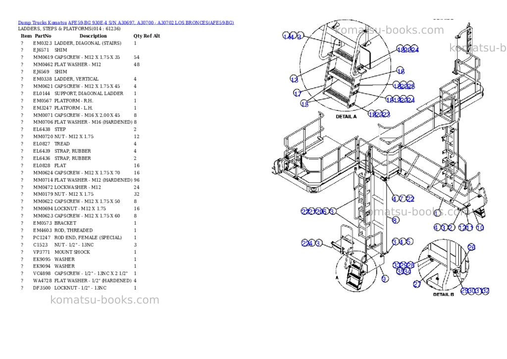 Komatsu afe59-bg 930e-4 s/n a30697, a30700 - a30702 los bronces Parts catalog cover Page 7