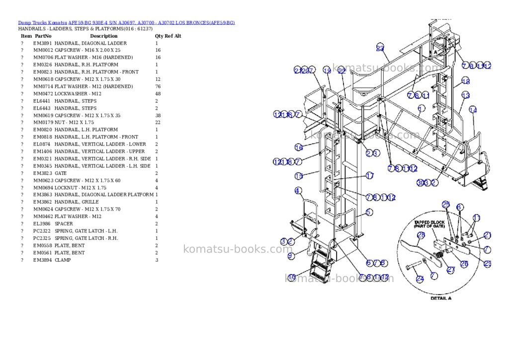 Komatsu afe59-bg 930e-4 s/n a30697, a30700 - a30702 los bronces Parts catalog cover Page 8
